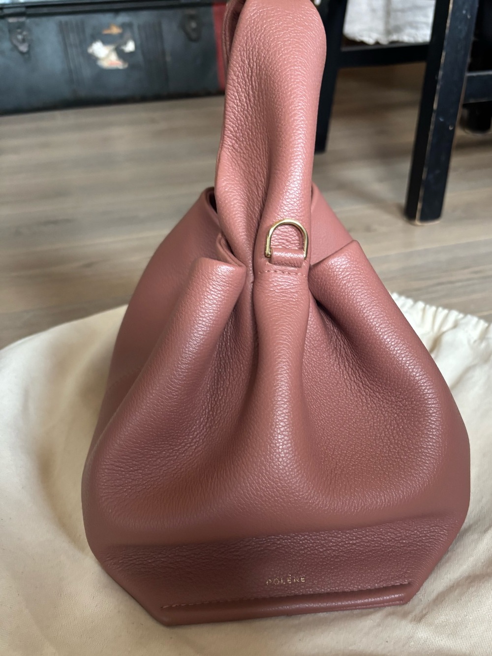 Polène Pink Pebbled Leather Shoulder Bag - Picture 3 of 11
